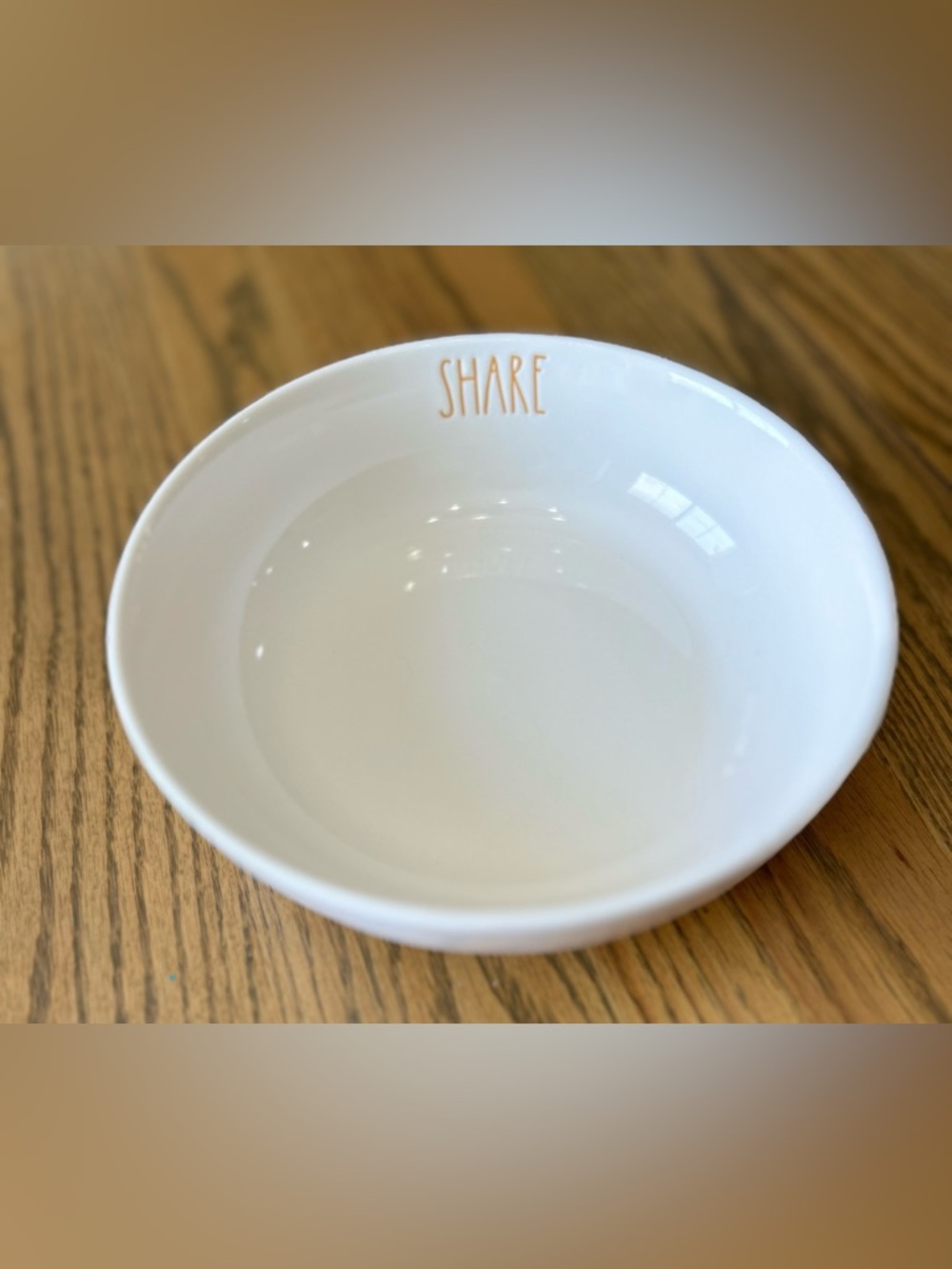 Rae Dunn White Ceramic "Share" Serving Bowl/ Pasta Bowl with Orange Letters